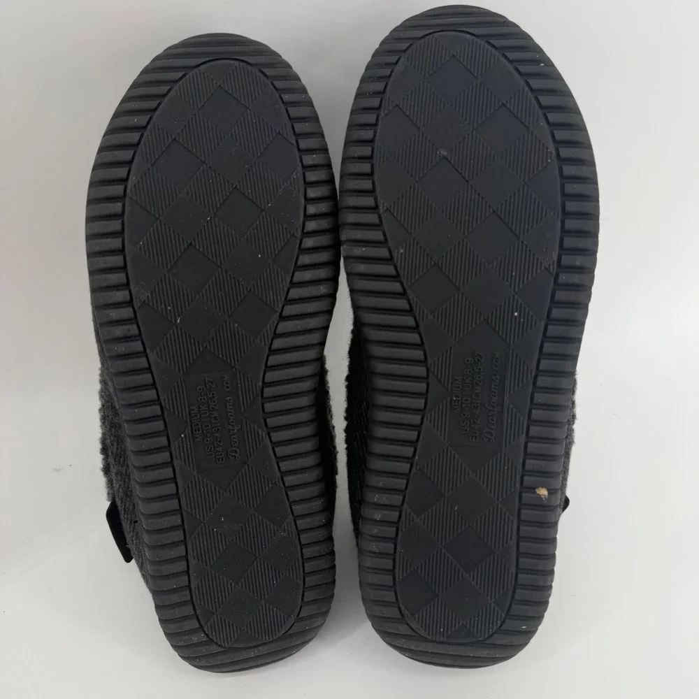 Dearfoams Mens Memory Foam Moccasin Slippers‎ Grey Herringbone Size M 9-10